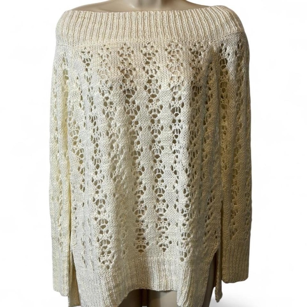 Ivory Open Knit Off Shoulder‎ Sweater